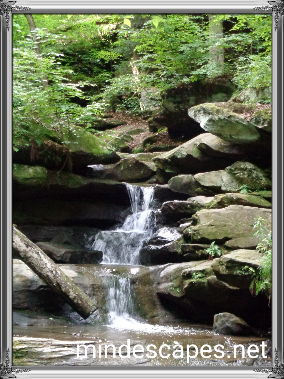 a gentle tiered waterfall