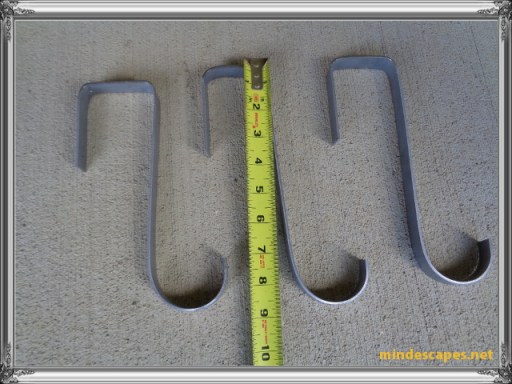 tape measure showing length of 3 completed hooks between 8 and 9 inches long
