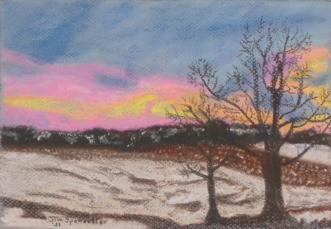 Snowy landscape in soft pastel