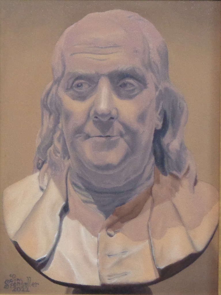 Study of a bust of Ben Franklin - 9"x12" Oil on Canvas Panel